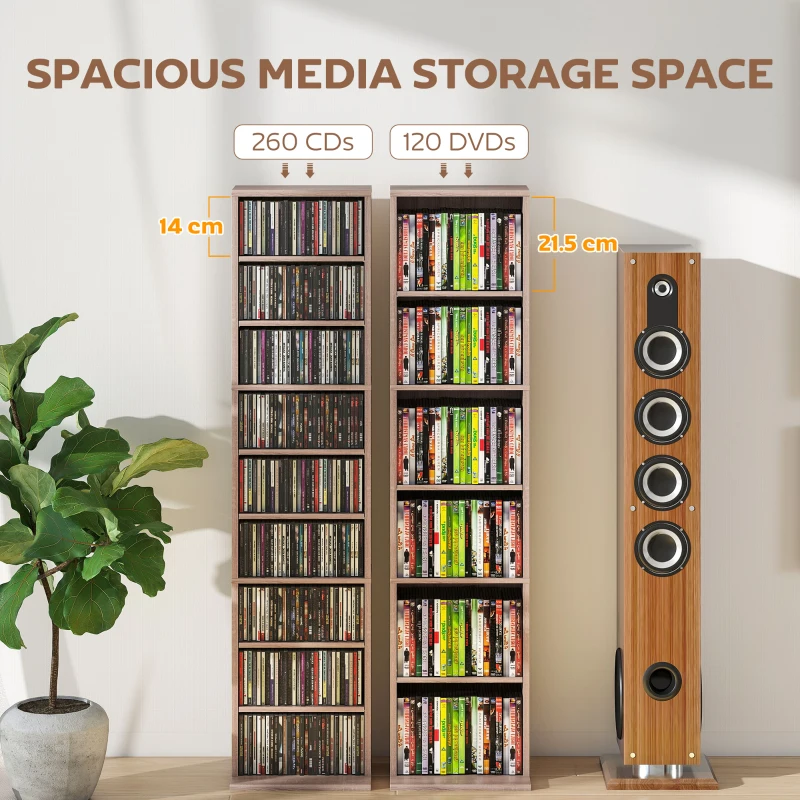 HOMCOM 260 Narrow CD Storage Unit - Natural Wood Finish