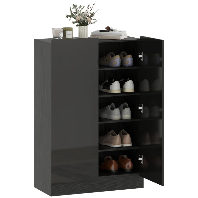 HOMCOM Meuble à chaussures 20 paires armoire à chaussures à haute brillance 5 niveaux étagères réglables 72x34,5x103cm noir