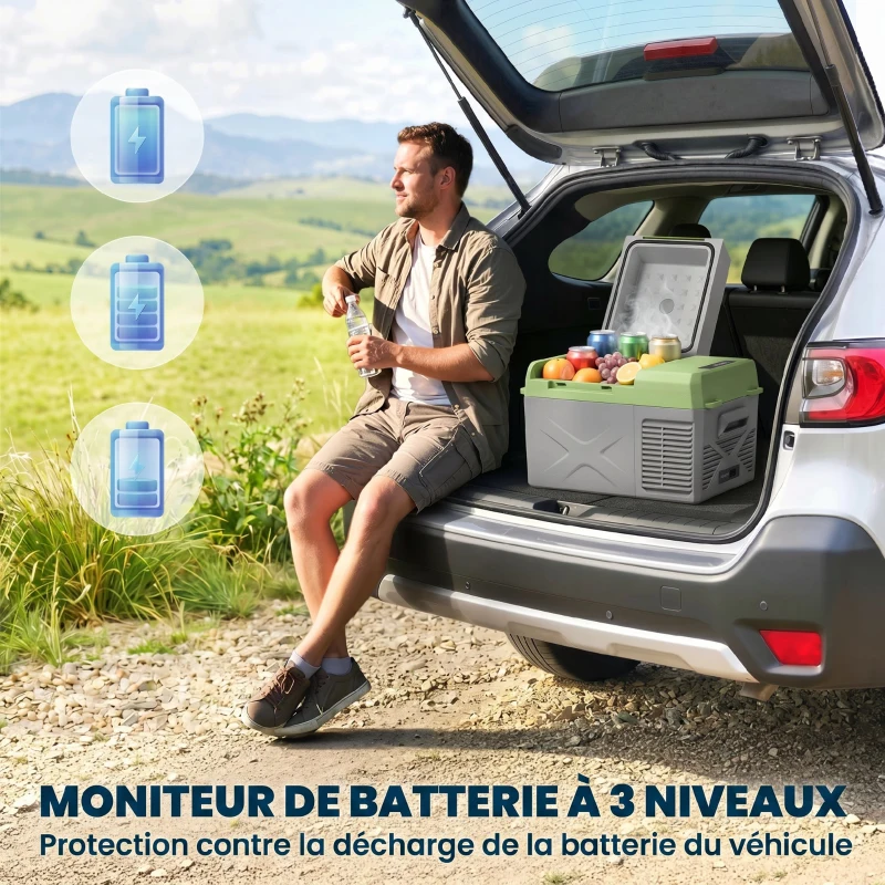 Outsunny Glacière électrique portable 12L, réfrigérateur de voiture portable congélateur et réfrigérateur 12/24V gris