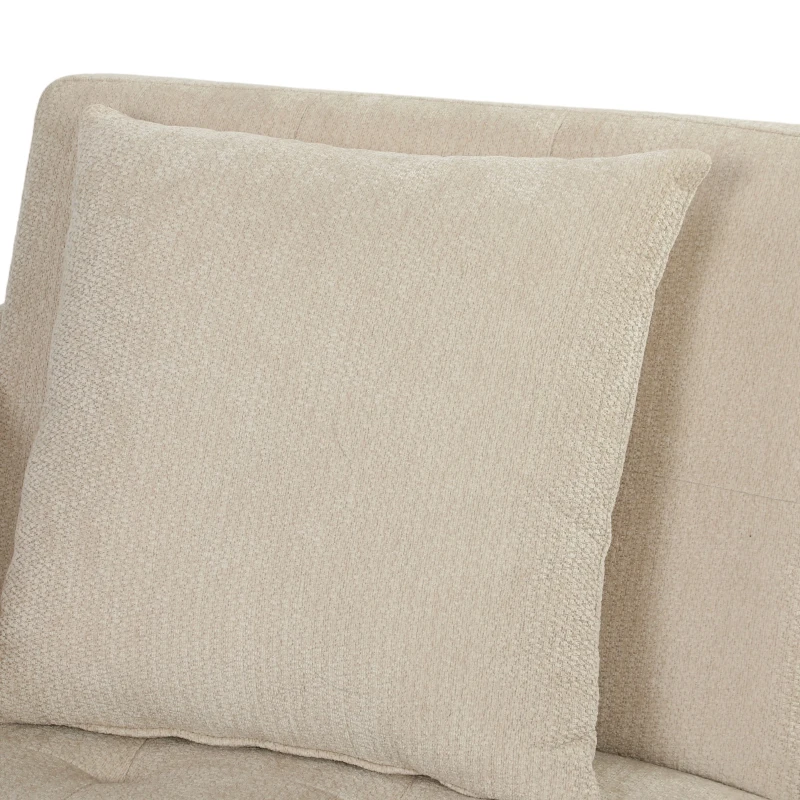HOMCOM Poltrona Conversível 1 Lugar, Poltrona-Cama Clic-Clac 4 em 1 Estofada em Chenille, Encosto Regulável, Assento Largo, Bege