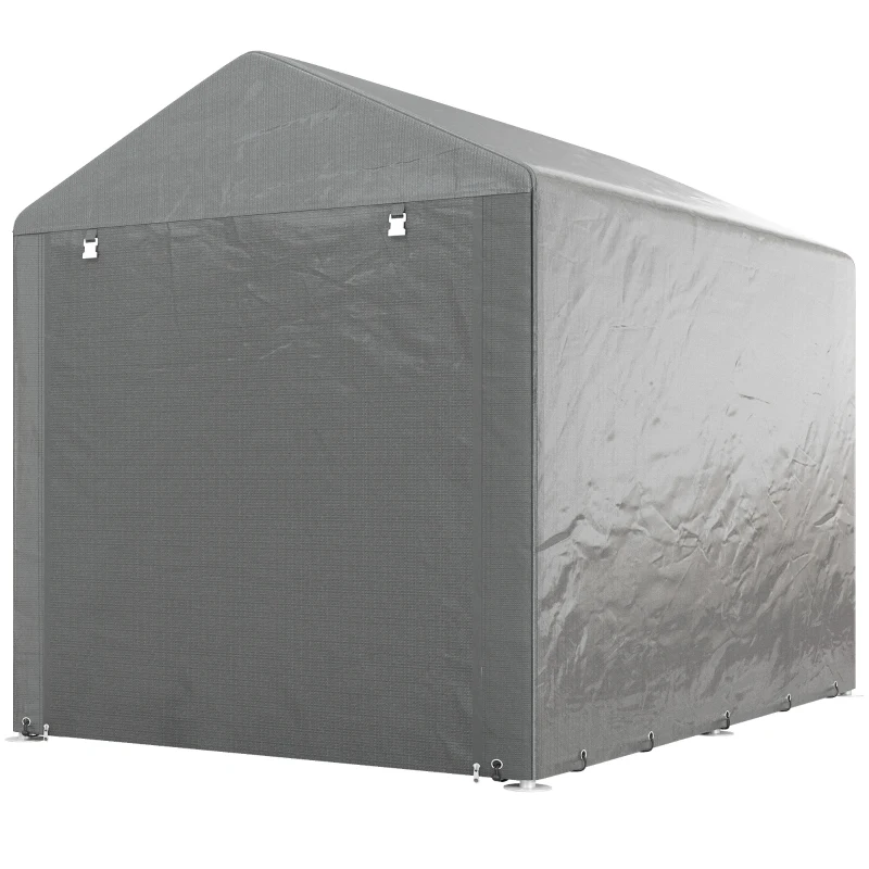Outsunny Abri de jardin tente de stockage imperméable abri moto porte enroulable fermeture éclair, 160 x 218 x 172 cm, gris clair