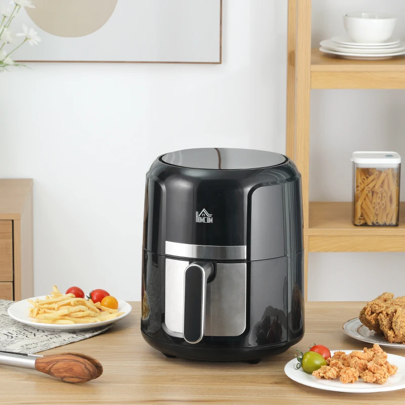 HOMCOM Heißluftfritteuse 4L, 12 Programme, 80-200° C Temperatur, Antihaftbeschichtung, Schwarz