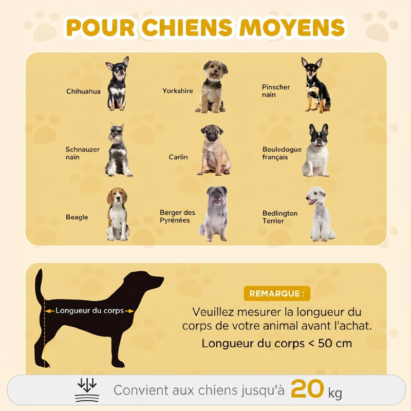 PawHut Cage pour Chien Meuble Cage Chien Intérieur Arche avec Double Porte comme Table d'Appoint en Métal 80x56x59cm Blanc