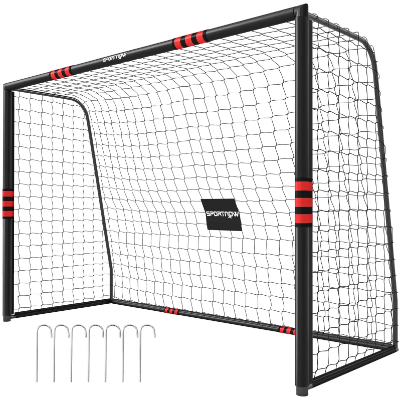 SPORTNOW Poartă de fotbal pentru grădină 300 x 200 cm Poartă outdoor robustă cu plasă, căptușeală, ancore pentru sol, strat anti-rugină