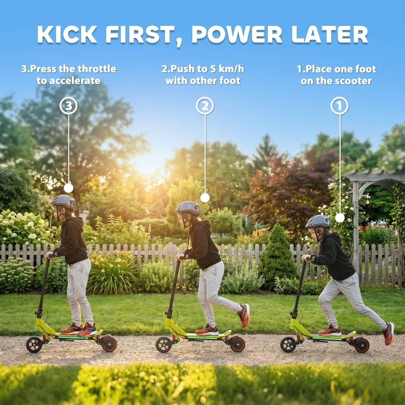 SPORTNOW Electric Scooter for Kids, Foldable E Scooter for Age Age 6+ with LED Display, RGB lights, Up to 16km/h, Green