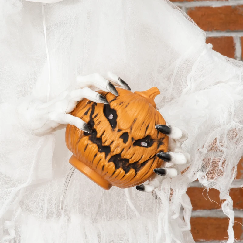 Outsunny 189 cm Weiße Hexe mit Kürbiskopf, lebensgroße Halloween-Außendekoration