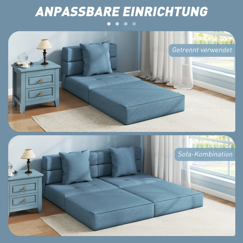 HOMCOM Schlafsessel Relaxsessel Gästebett. abnehmbarer Bezug, 70 cm x 70 cm x 61 cm, Dunkelblau