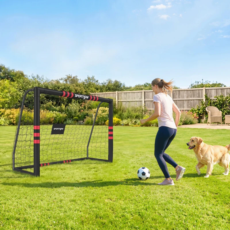 SPORTNOW Poartă de fotbal pentru grădină 1,8 x 1,2 m pentru adolescenți & adulți Poartă robustă pentru exterior cu plasă și protecție, ancore de sol