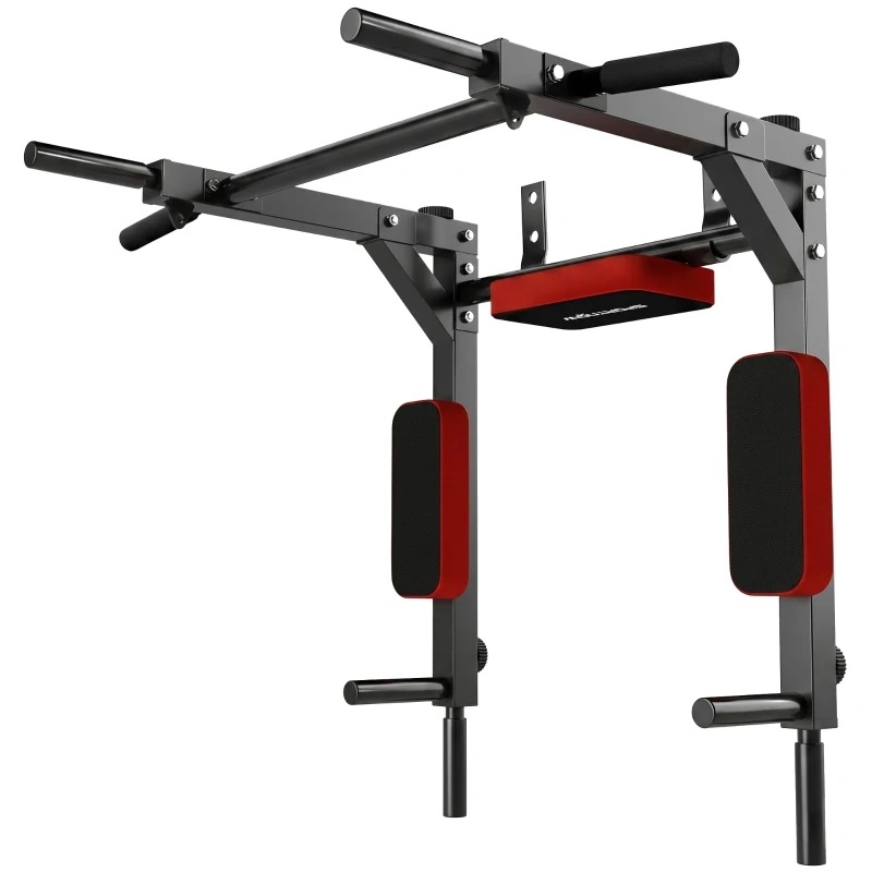 SPORTNOW Wand-Klimmzugstange, 2-in-1 Profi-Klimmzug- und Dipstation für das Heimtraining, bis 200 kg, Rot