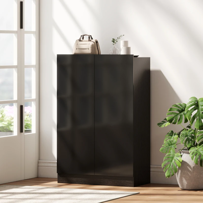 HOMCOM Meuble à chaussures 20 paires armoire à chaussures à haute brillance 5 niveaux étagères réglables 72x34,5x103cm noir