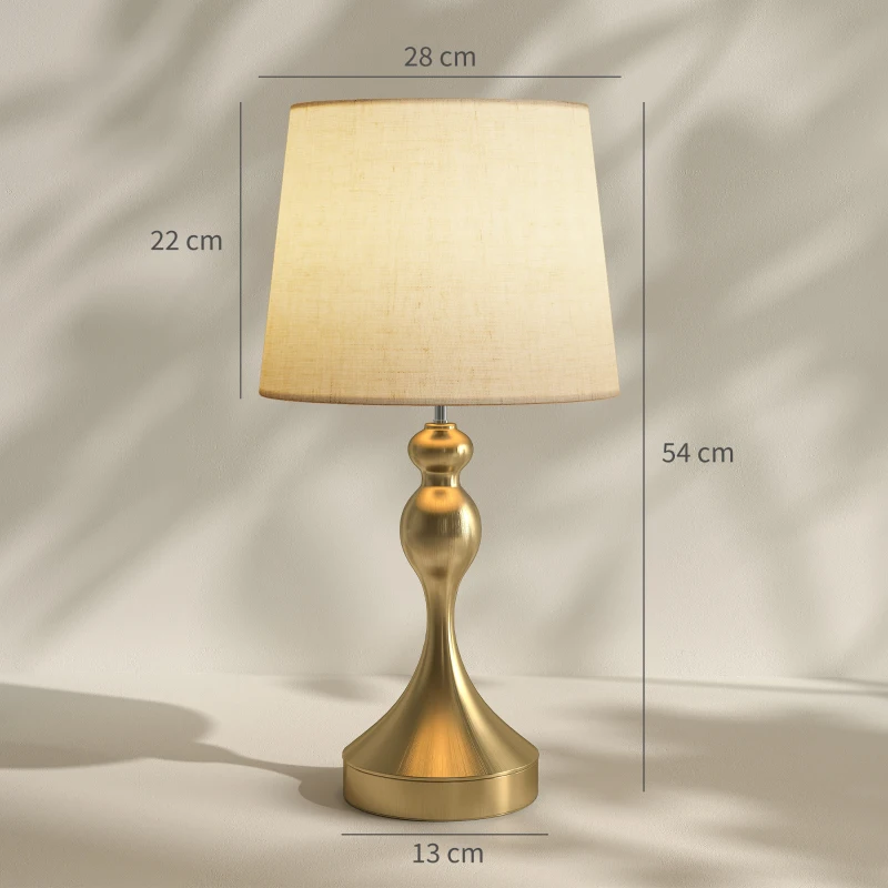 HOMCOM Set of Two Three-Colour Lamps, with USB Ports - Gold Tone