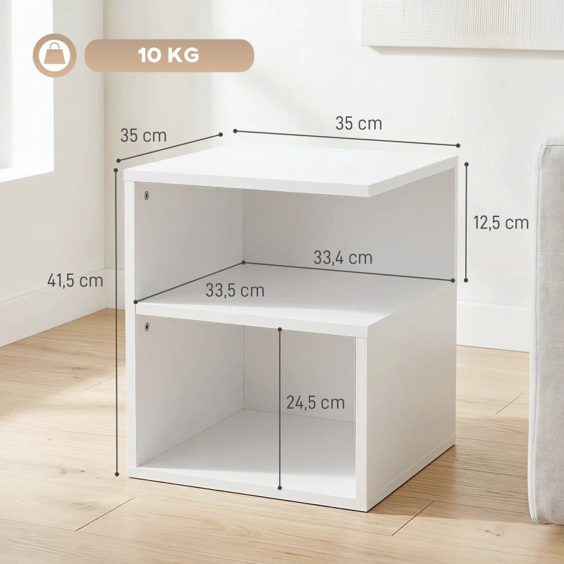HOMCOM Table d'Appoint, Table Basse Moderne 3 Niveaux avec Étagères Ouvertes, pour Salon, Chambre ou Bureau, Blanc
