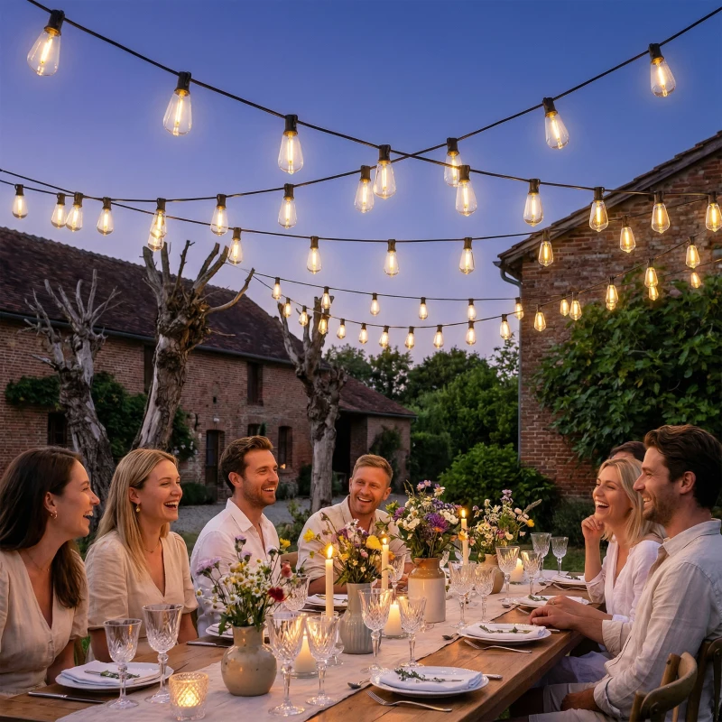 HOMCOM Ghirlandă Luminoasă de Exterior cu 50 de Luminite LED IP44, din PET și Plastic, 18x0.38x0.09 m, Negru și Transparent