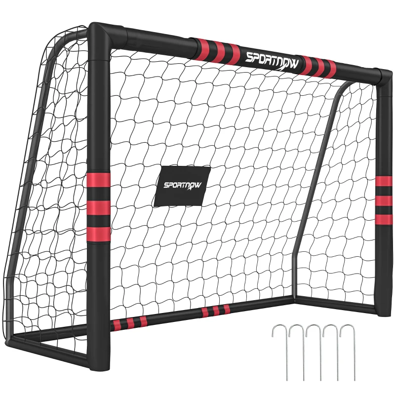 SPORTNOW Poartă de fotbal pentru grădină 1,8 x 1,2 m pentru adolescenți & adulți Poartă robustă pentru exterior cu plasă și protecție, ancore de sol