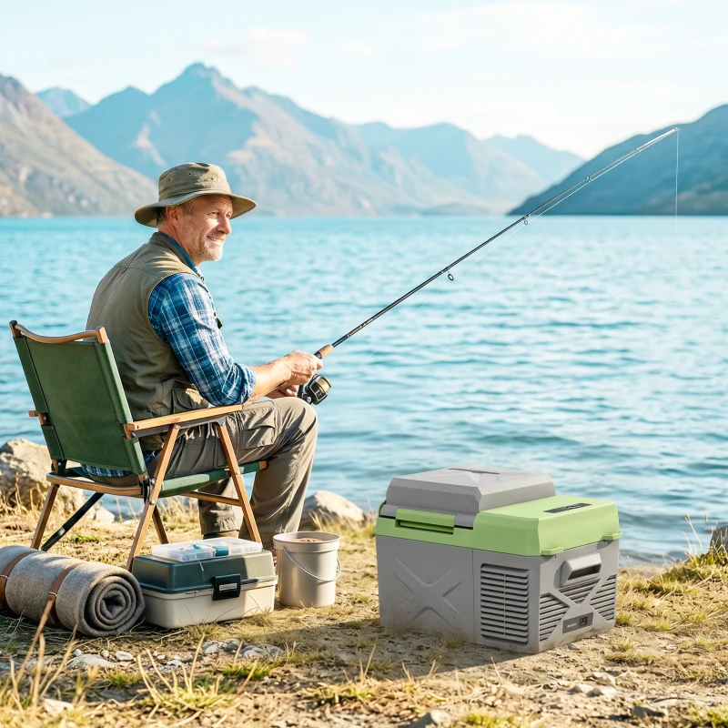 Outsunny Glacière électrique portable 12L, réfrigérateur de voiture portable congélateur et réfrigérateur 12/24V gris