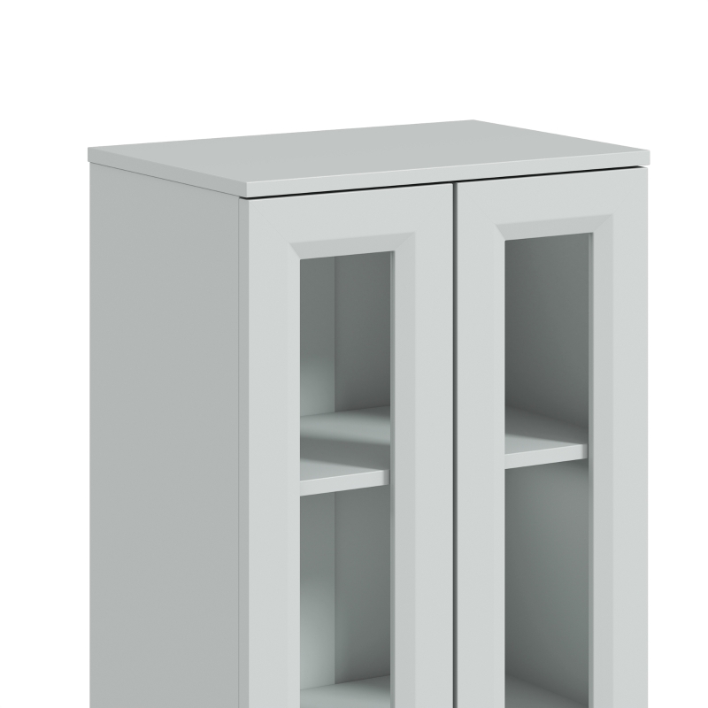 HOMCOM Tall Bathroom Storage Cabinet, 6-Tier Slim Bathroom Cabinet with Adjustable Shelf, 4 Soft-Close Doors, Dusty Blue
