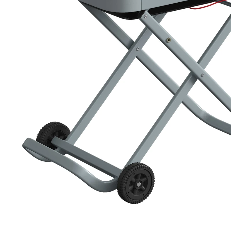 Outsunny Foldable Gas BBQ Grill with Side Table, Portable Gas Barbecue Grill with Thermometer, Grease Box, Wheels, 2.5 kW, Black