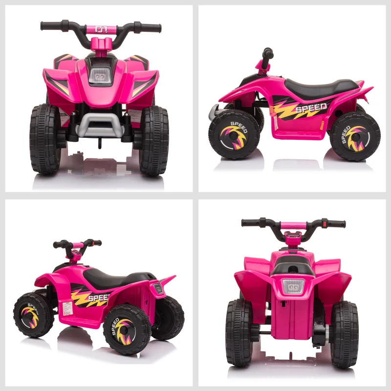 HOMCOM Kinder Quad Elektro 6V Kinderquad mit Vorwärts-, Rückwärtsfunktion für Kinder 1,5-3 Jahre bis 20 kg Rosa