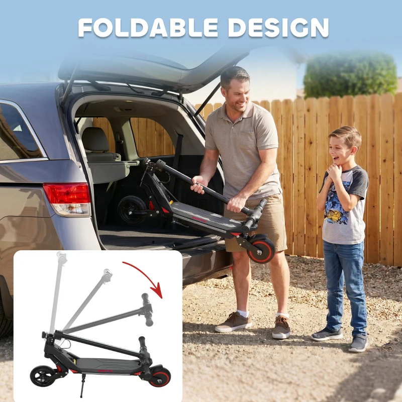 SPORTNOW Electric Scooter for Kids, Foldable E Scooter for Age Age 6+ with LED Display, RGB lights, Up to 16km/h, Black