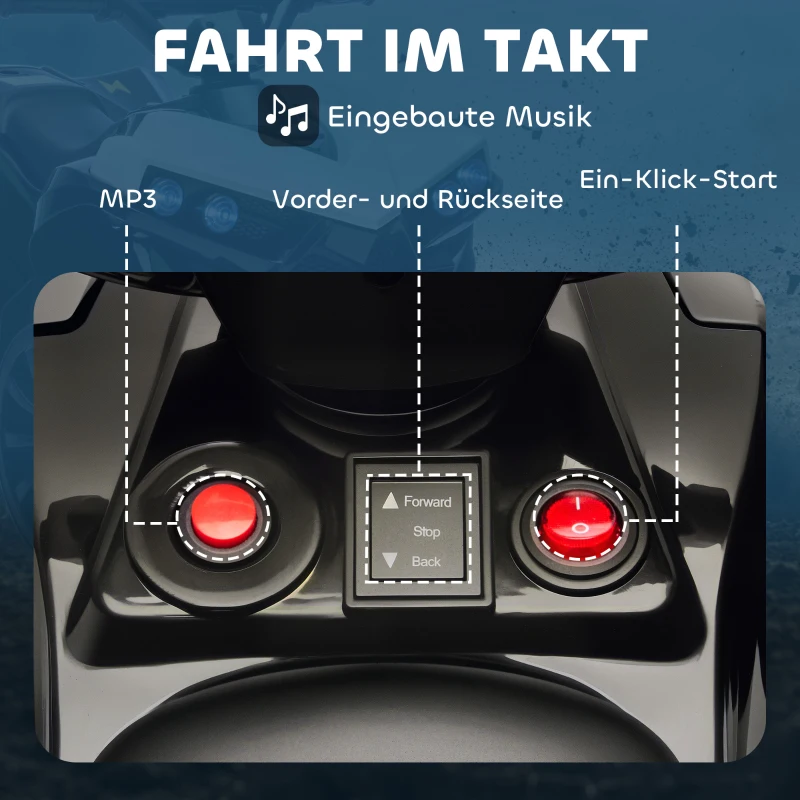 AIYAPLAY Kinder Quad Elektro 6V Kinderquad mit Vorwärts-, Rückwärtsfunktion, Musik, LED-Scheinwerfer Weiß