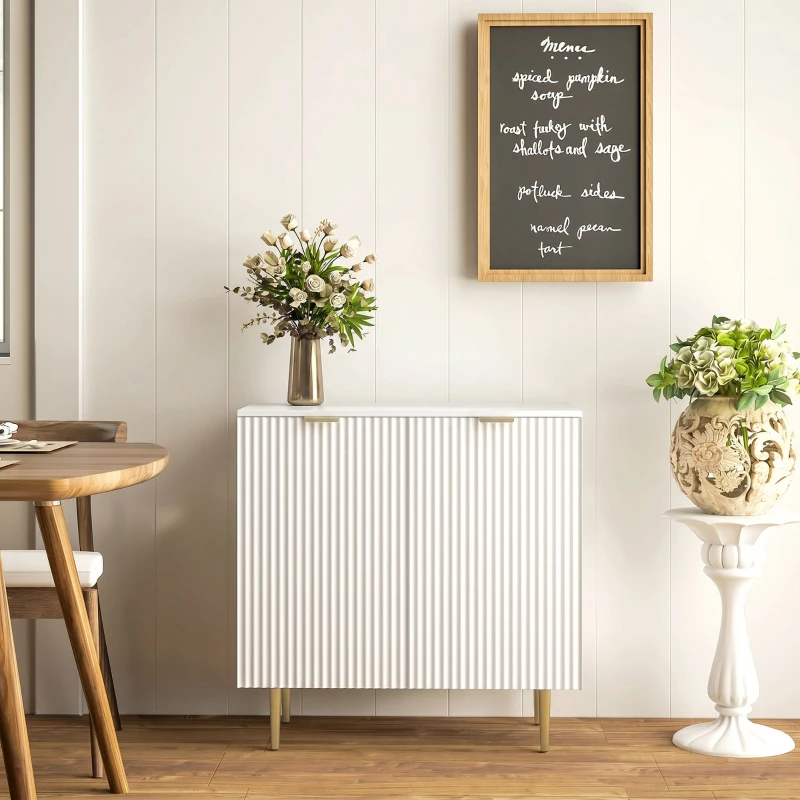 HOMCOM Buffet Cuisine, Meuble de Rangement avec 2 Portes, Étagère Réglable, Pieds Métalliques Surélevés, 80 x 40 x 80 cm, Blanc