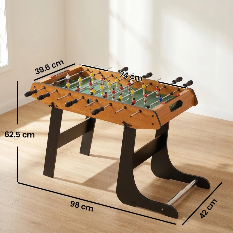 HOMCOM Folding Football Gaming Table Mini Foosball Soccer Table for Family Fun Indoor Play Sports