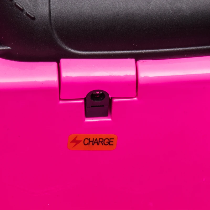 AIYAPLAY elektrische kinderauto met led-koplampen, veiligheidsgordel, claxon en muziek, 3 tot 5 km/u, roze, 107 x 62,5 x 44 cm