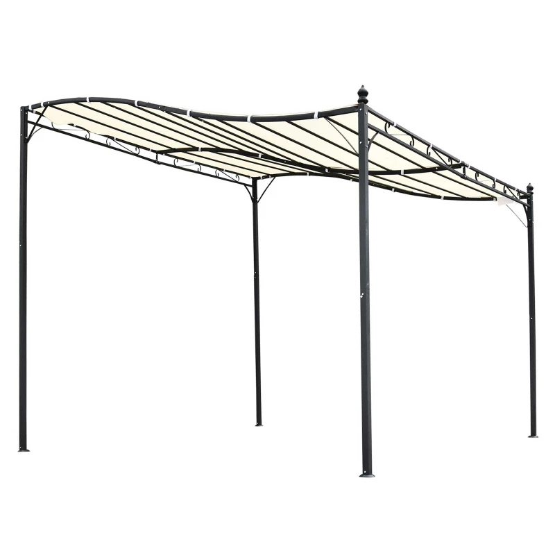 Outsunny Pergola tuinpergola 297x297 cm, Metaal overkapping voor tuin, Creme