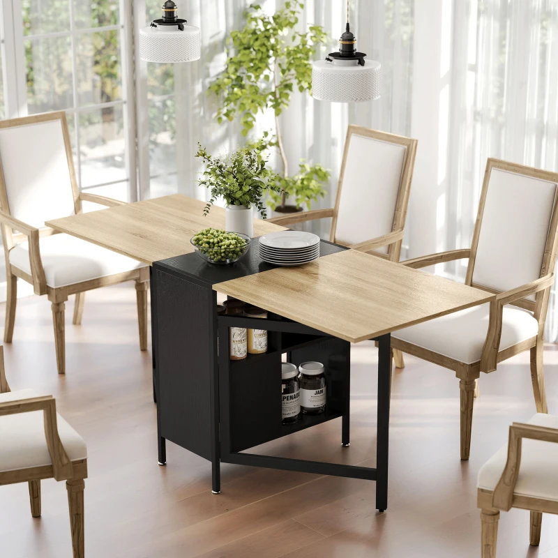 HOMCOM Klapptisch Esstisch Beistelltisch Eiche Metallrahmen Küche Wohnzimmer Dunkelholzfarbe+Schwarz