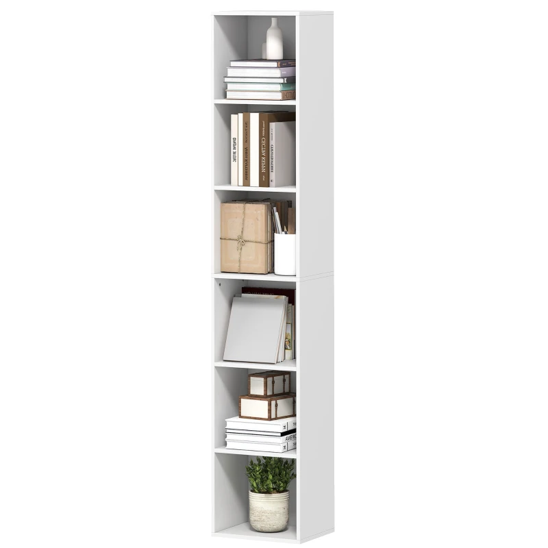 HOMCOM Estante de 6 Prateleiras Prateleira Autoportante para Sala de Estar 30x24x159 cm Branco