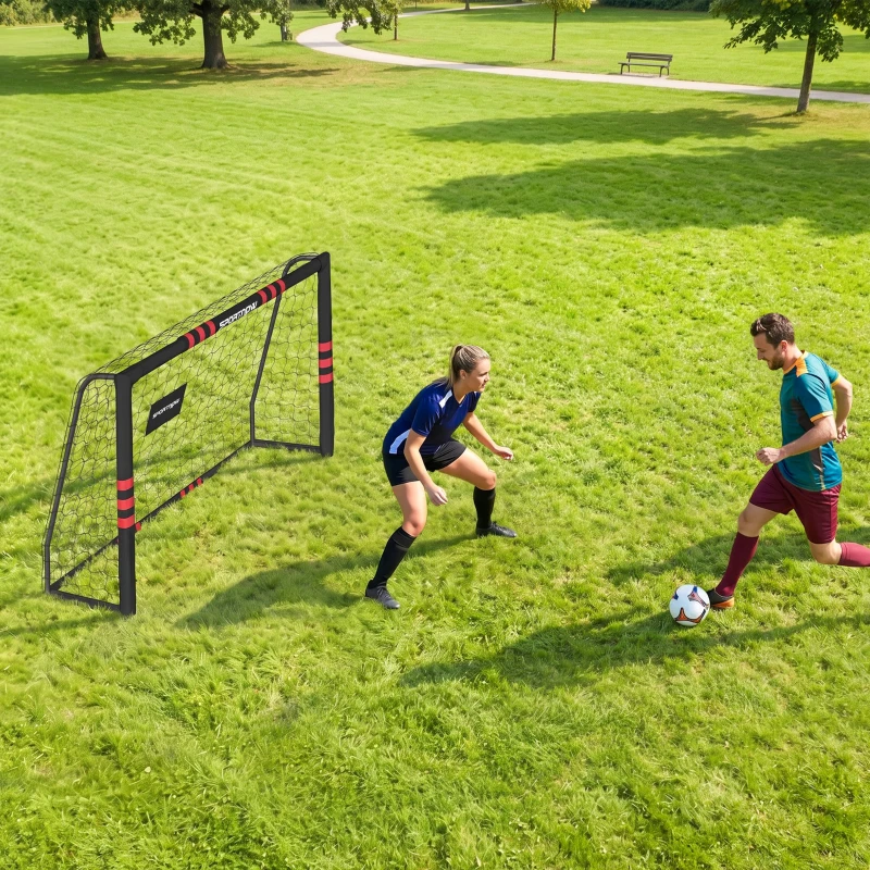 SPORTNOW Poartă de fotbal pentru grădină 1,8 x 1,2 m pentru adolescenți & adulți Poartă robustă pentru exterior cu plasă și protecție, ancore de sol
