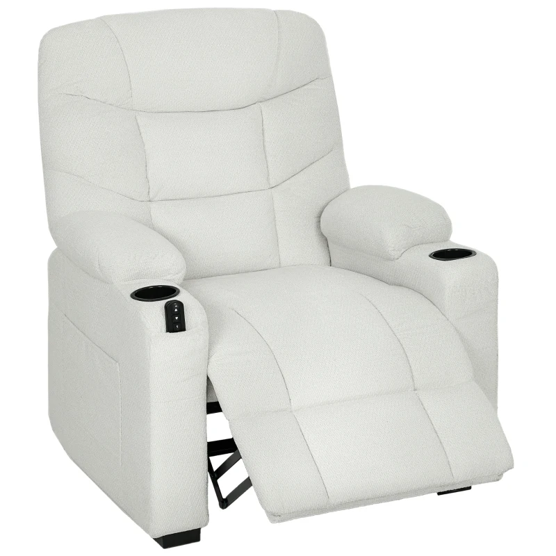 HOMCOM Fotoliu Relax Electric Reclinabil 150° cu Suport pentru Picioare, Funcție Memorie, Telecomandă, din Catifea, Crem