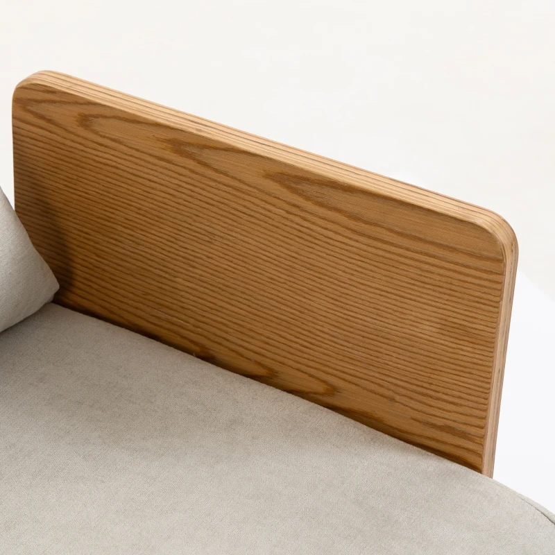 HOMCOM Sofá Conversível 2 Lugares Sofá-Cama 3 em 1 Chenille 103 cm Encosto Ajustável 2 Almofadas Apoios de Braço em Madeira Creme