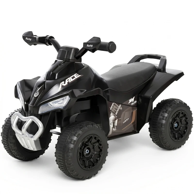 HOMCOM Mini Quad per Bambini 18-36 Mesi a Spinta Manuale con Musiche Integrate e Ampia Impugnatura in PP e Metallo, Nero