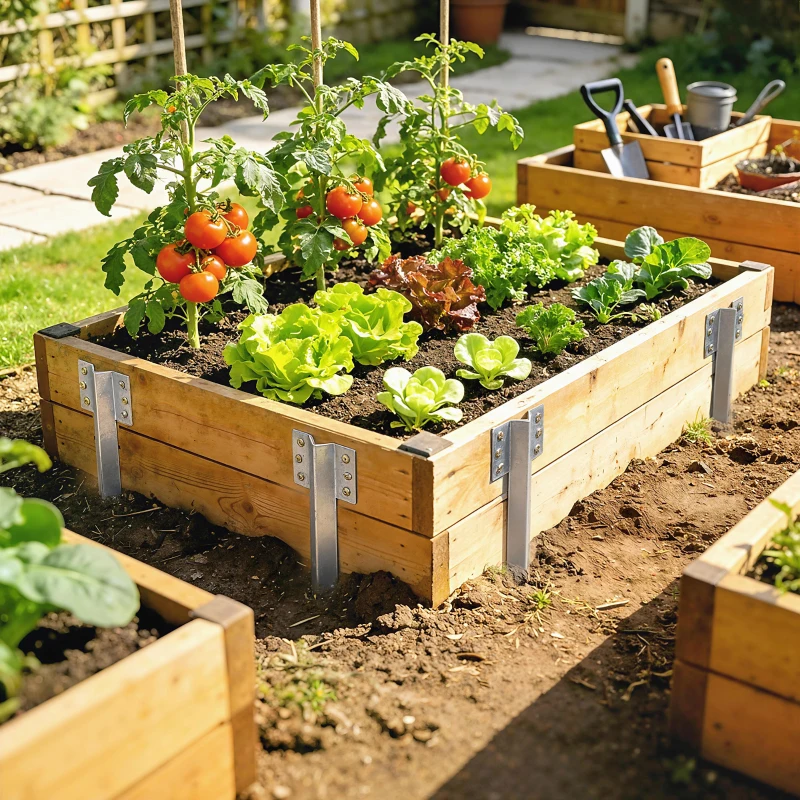 Outsunny 20er-Pack Eisenbahnschwellen-Halterungen, Metall-Garten-Hochbeetpfähle mit Schrauben & Handschuhen