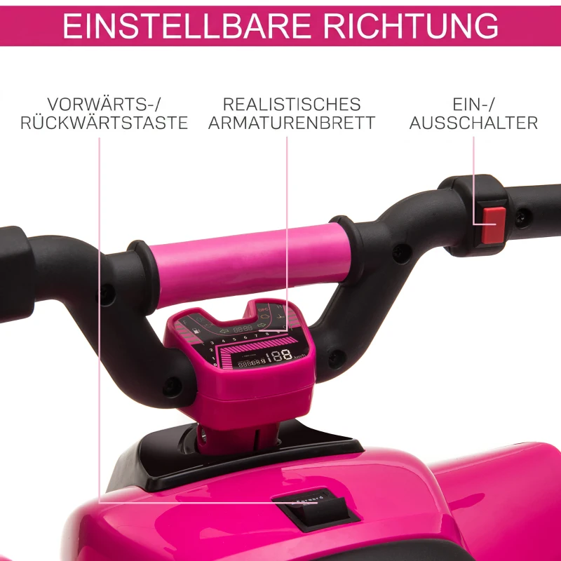 HOMCOM Kinder Quad Elektro 6V Kinderquad mit Vorwärts-, Rückwärtsfunktion für Kinder 1,5-3 Jahre bis 20 kg Rosa