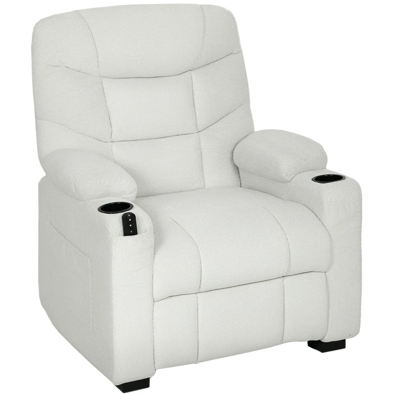 HOMCOM Fotoliu Relax Electric Reclinabil 150° cu Suport pentru Picioare, Funcție Memorie, Telecomandă, din Catifea, Crem