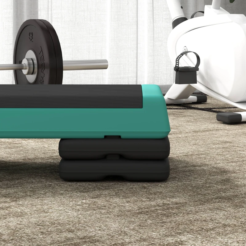 SPORTNOW Stepper Fitness Reglabil la 10,5/15,5/20,5 cm cu Suprafață Antiderapantă și Capacitate 250 kg, Verde