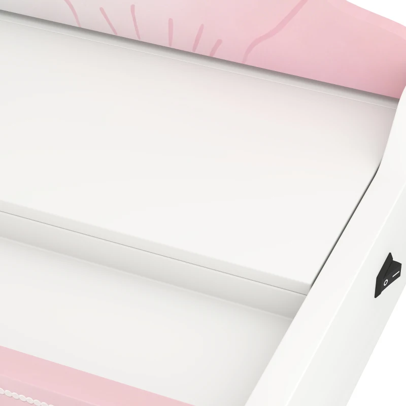 AIYAPLAY Kids Vanity Table, Portable Girls Dressing Table with Lights, Mirror, Drawer, Accessories, Gift for Girls 3-6 Years