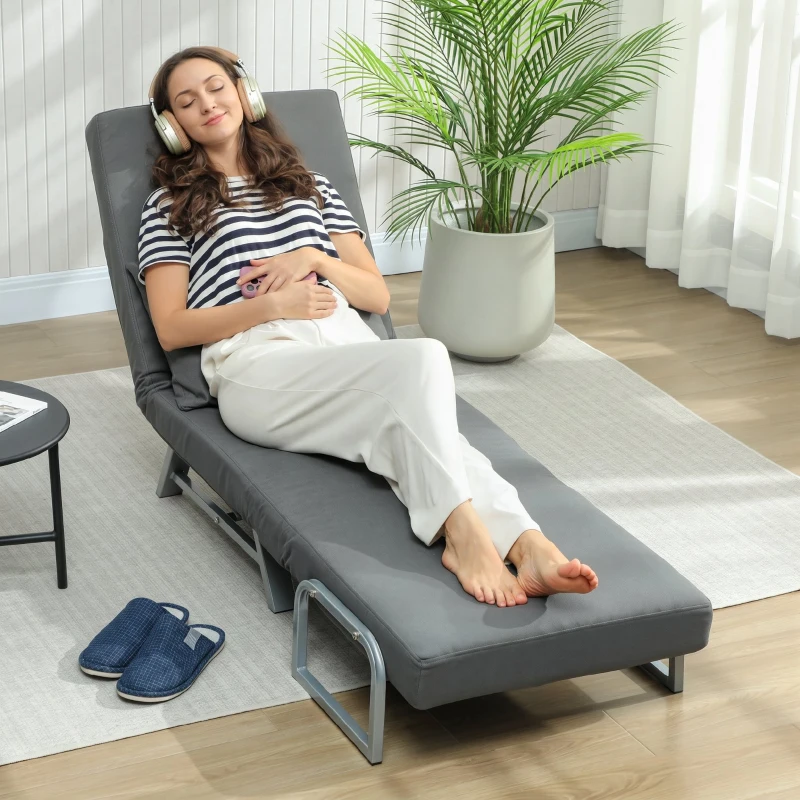 HOMCOM Schlafsessel, Polstersessel, zum Gästebett umwandelbar, ergonomisch, Dunkelgrau