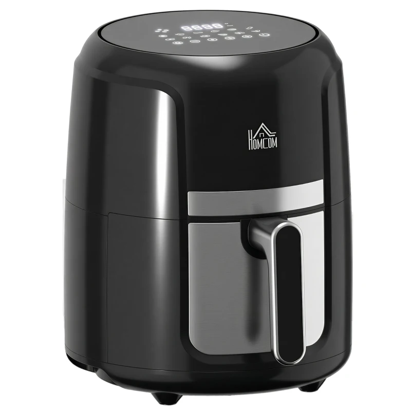 HOMCOM Heißluftfritteuse 4L, 12 Programme, 80-200° C Temperatur, Antihaftbeschichtung, Schwarz