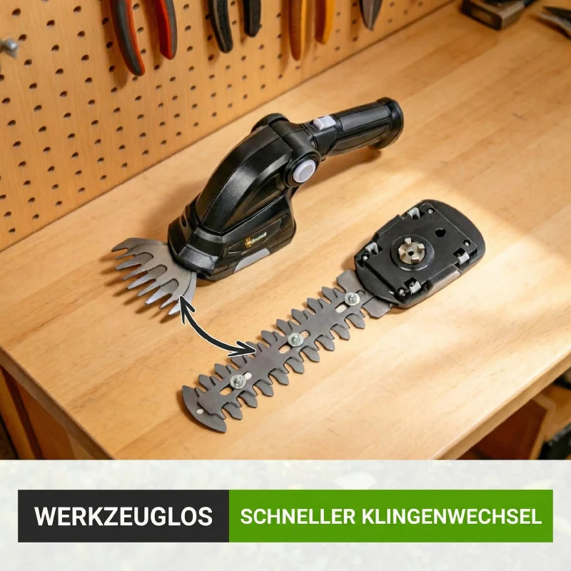 Outsunny 2-in-1 Elektrischer Hecken & Strauchschere mit 2 x 7,2V Wiederaufladbaren 2,0 Ah Akku, 2 Austauschbaren Klingen Schwarz