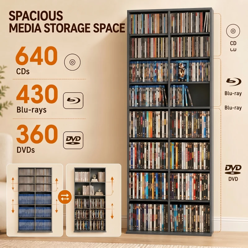 HOMCOM 640 CD Storage Tower - Grey