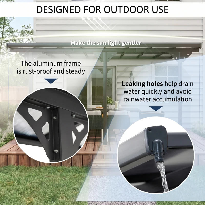 Outsunny 4.35 x 3m Outdoor Patio Gazebo Pergola, Retractable Pergola Canopy Aluminum Post & PC Roof,  Grey