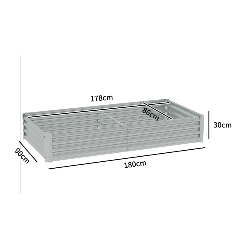 Outsunny Verhoogd Staal Tuinbed, Weerbestendig Plantenbed met Anti-Snijrand,