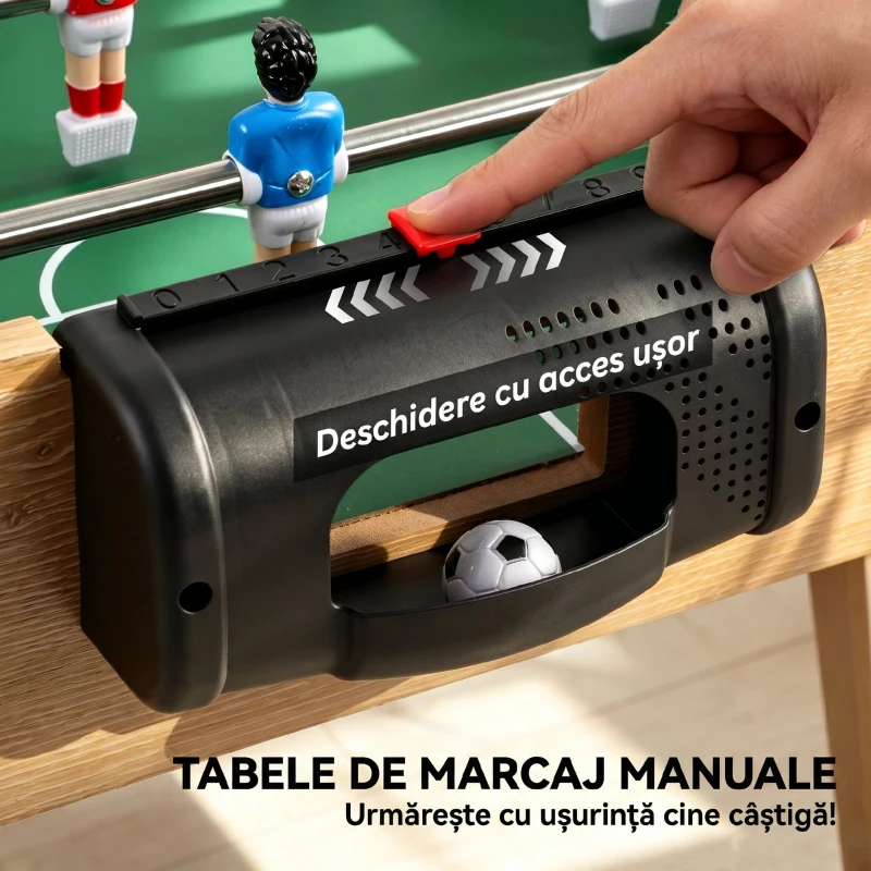SPORTNOW Fotbal de Masă, Masa 121 Cm, 22 Jucători, Contoare Manuale, Lemn Natural