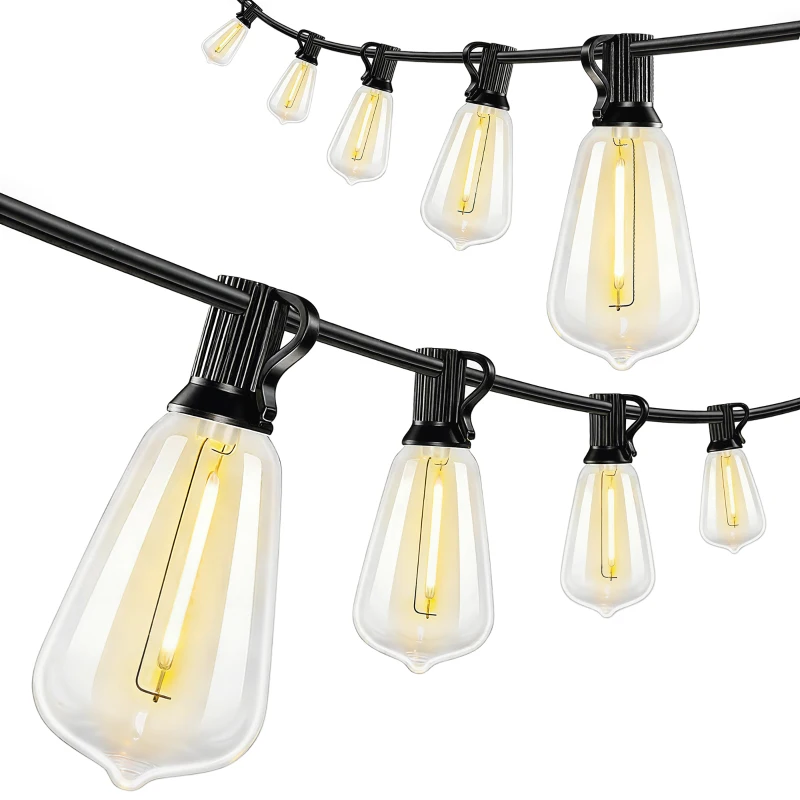 HOMCOM Ghirlandă Luminoasă de Exterior cu 50 de Luminite LED IP44, din PET și Plastic, 18x0.38x0.09 m, Negru și Transparent