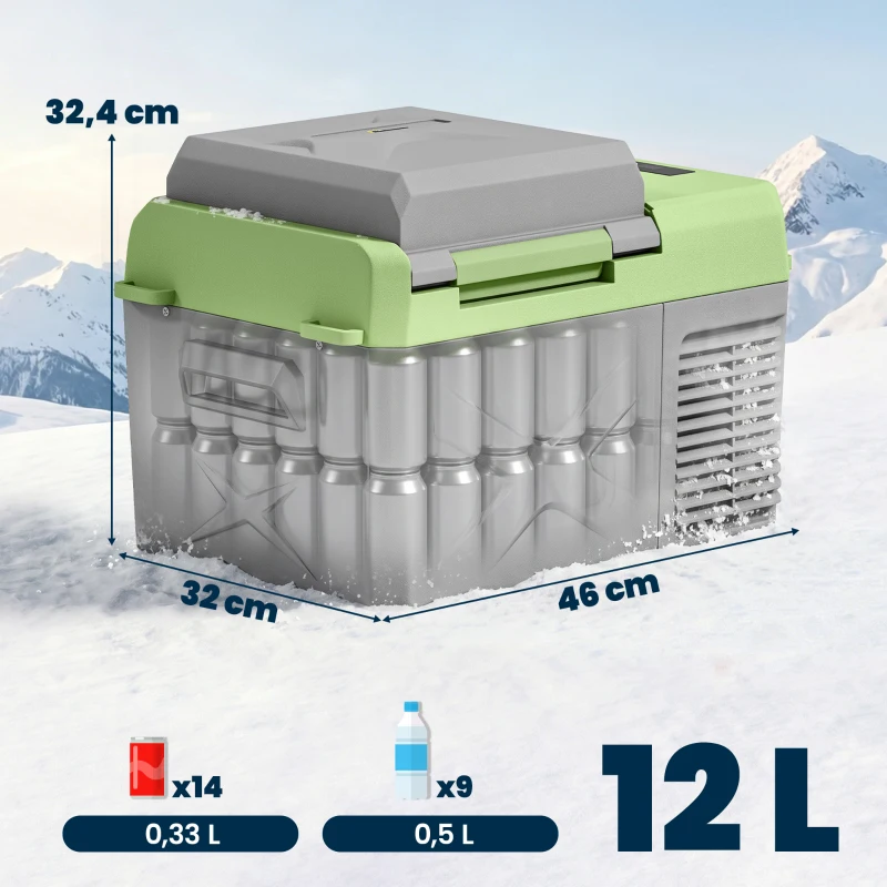 Outsunny Glacière électrique portable 12L, réfrigérateur de voiture portable congélateur et réfrigérateur 12/24V gris