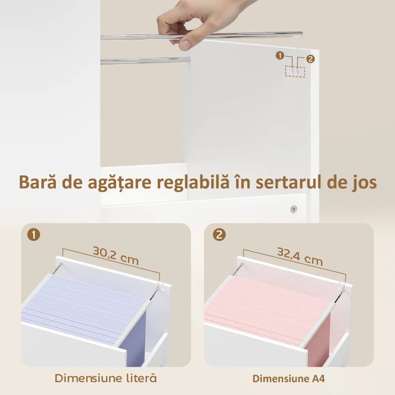 HOMCOM masă imprimantă cu roți și sertar A4, ideală pentru casă și birou.