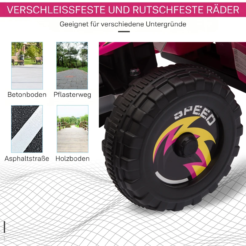 HOMCOM Kinder Quad Elektro 6V Kinderquad mit Vorwärts-, Rückwärtsfunktion für Kinder 1,5-3 Jahre bis 20 kg Rosa